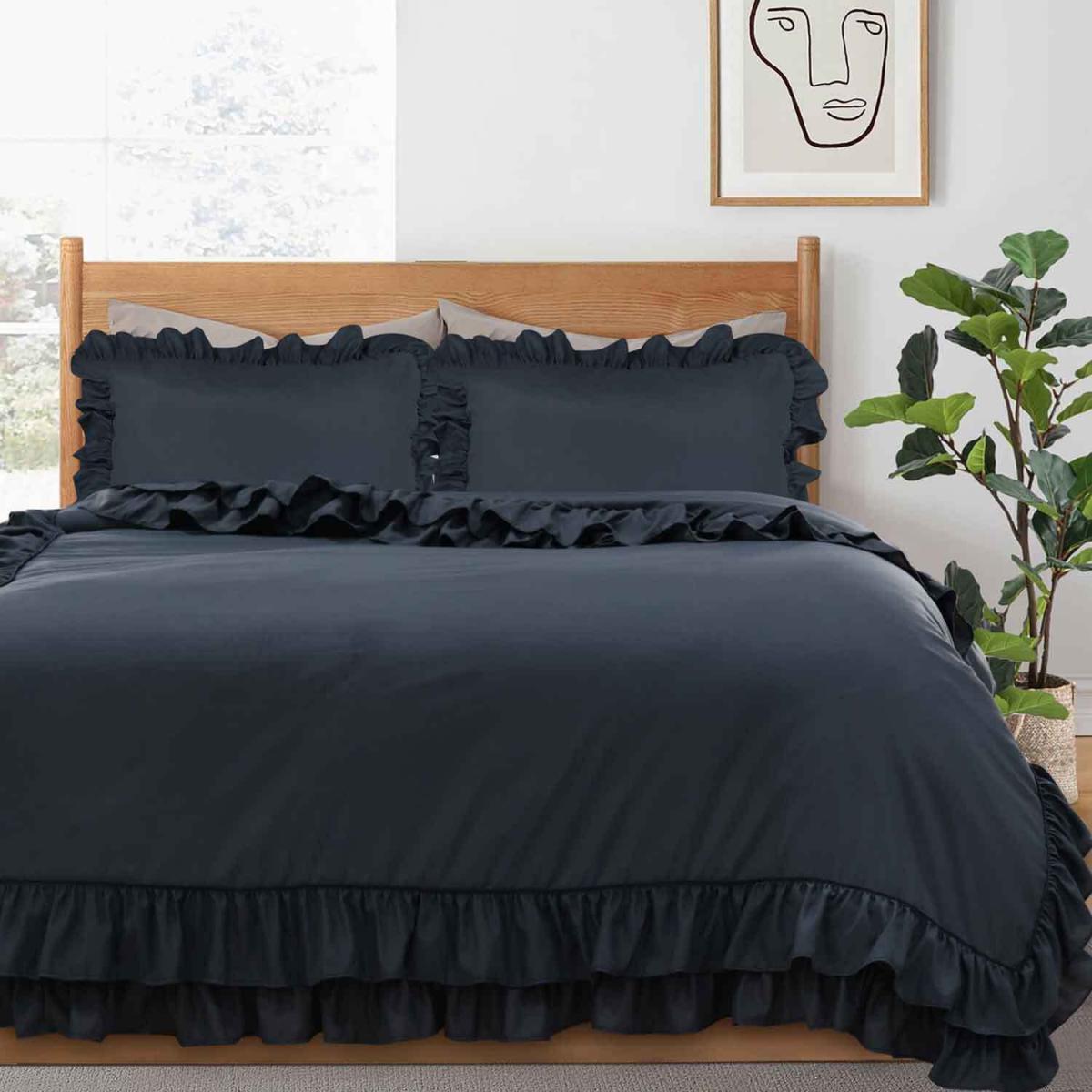 Ruffled Borders Duvet Cover Set - Grey / King – image 3