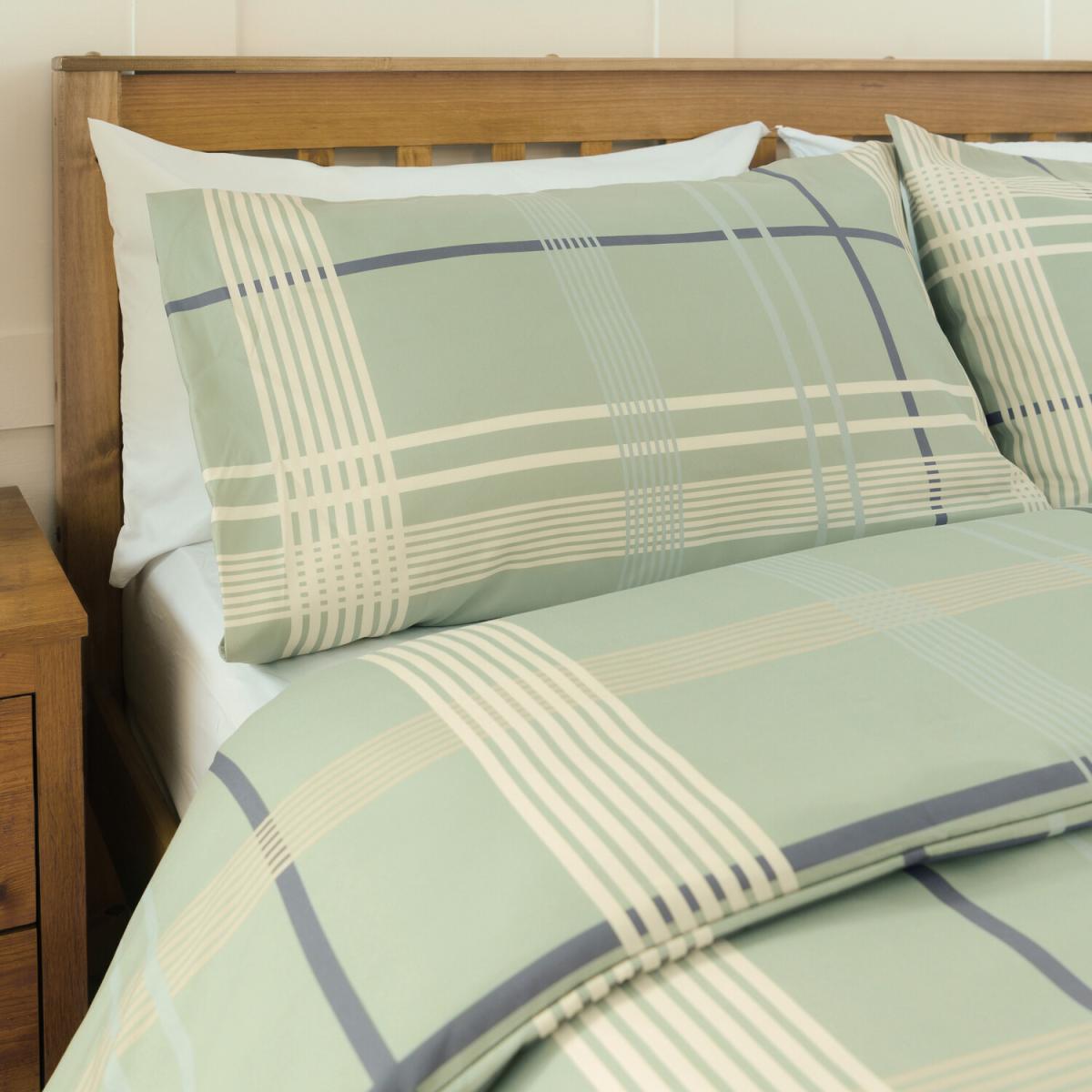 Blair Check Duvet Cover and Pillowcase Set - Sage / King – image 3