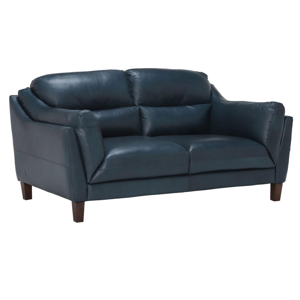 Luca Leather Love Seat, Blue | Barker & Stonehouse – image 2