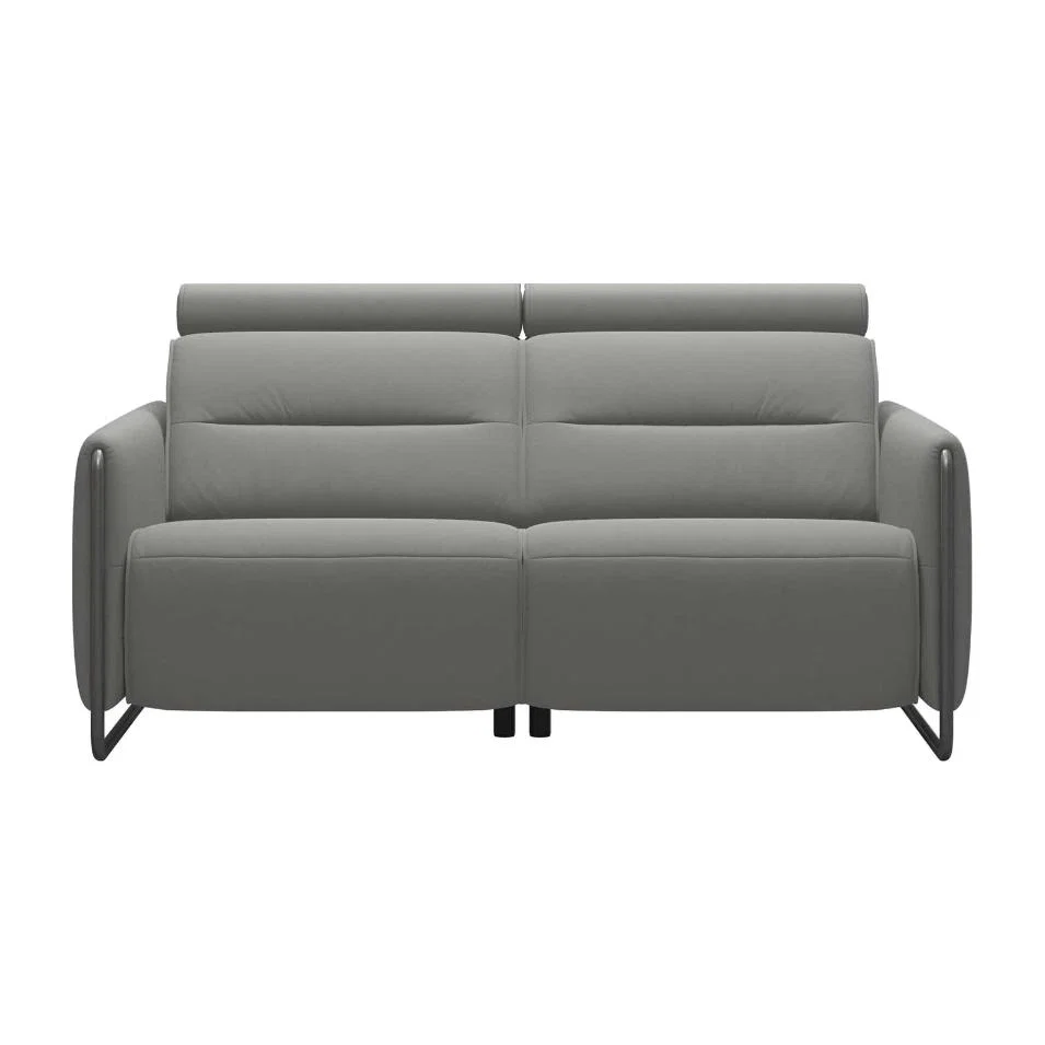 Stressless Emily 2 Seater With 2 Power Quickship Recliner Sofa, Grey Leather | Barker & Stonehouse