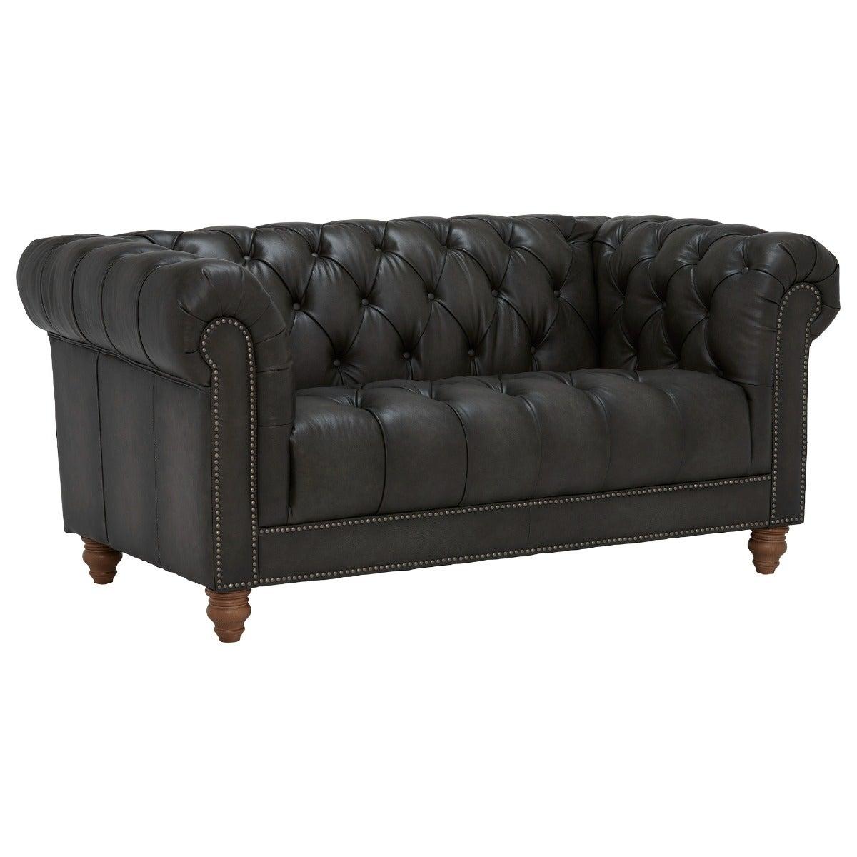 Ullswater Leather 2 Seater Chesterfield Sofa, Grey | Barker & Stonehouse – image 2