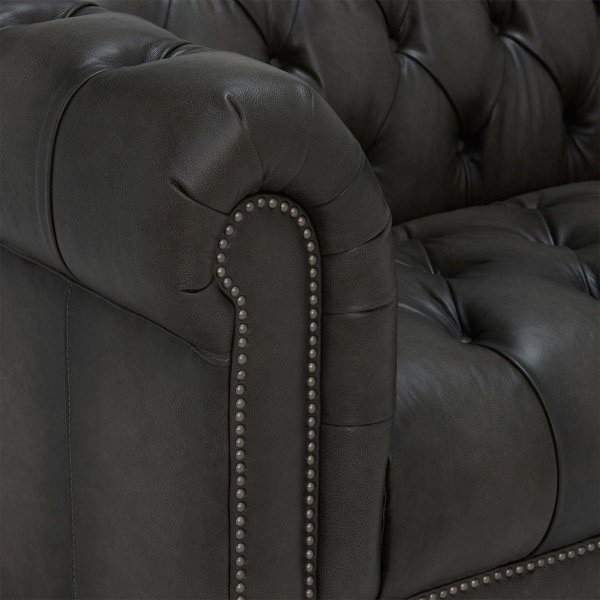 Ullswater Leather 2 Seater Chesterfield Sofa, Grey | Barker & Stonehouse – image 3