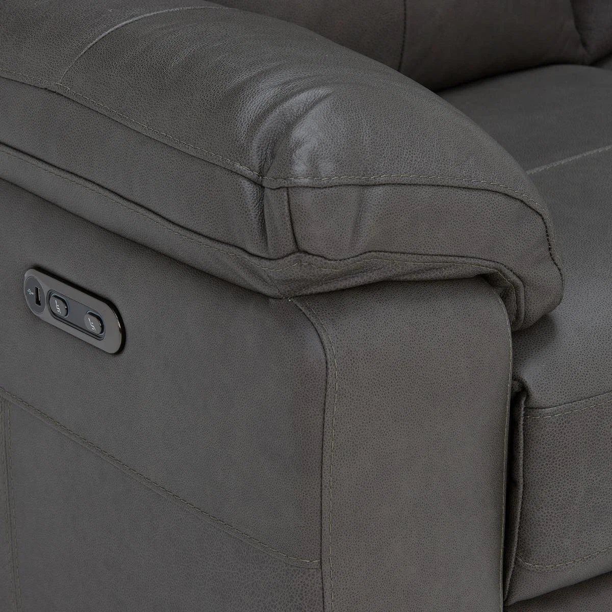 Clark 2 Seater Leather Power Motion Recliner Sofa, Grey | Barker & Stonehouse – image 3