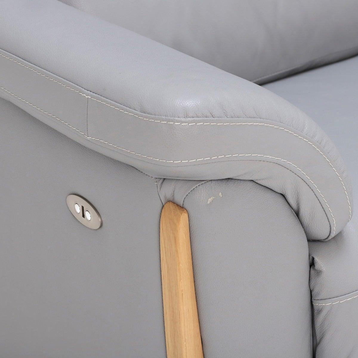 Ercol Enna Reclining Leather Large Sofa, Grey | Barker & Stonehouse – image 3
