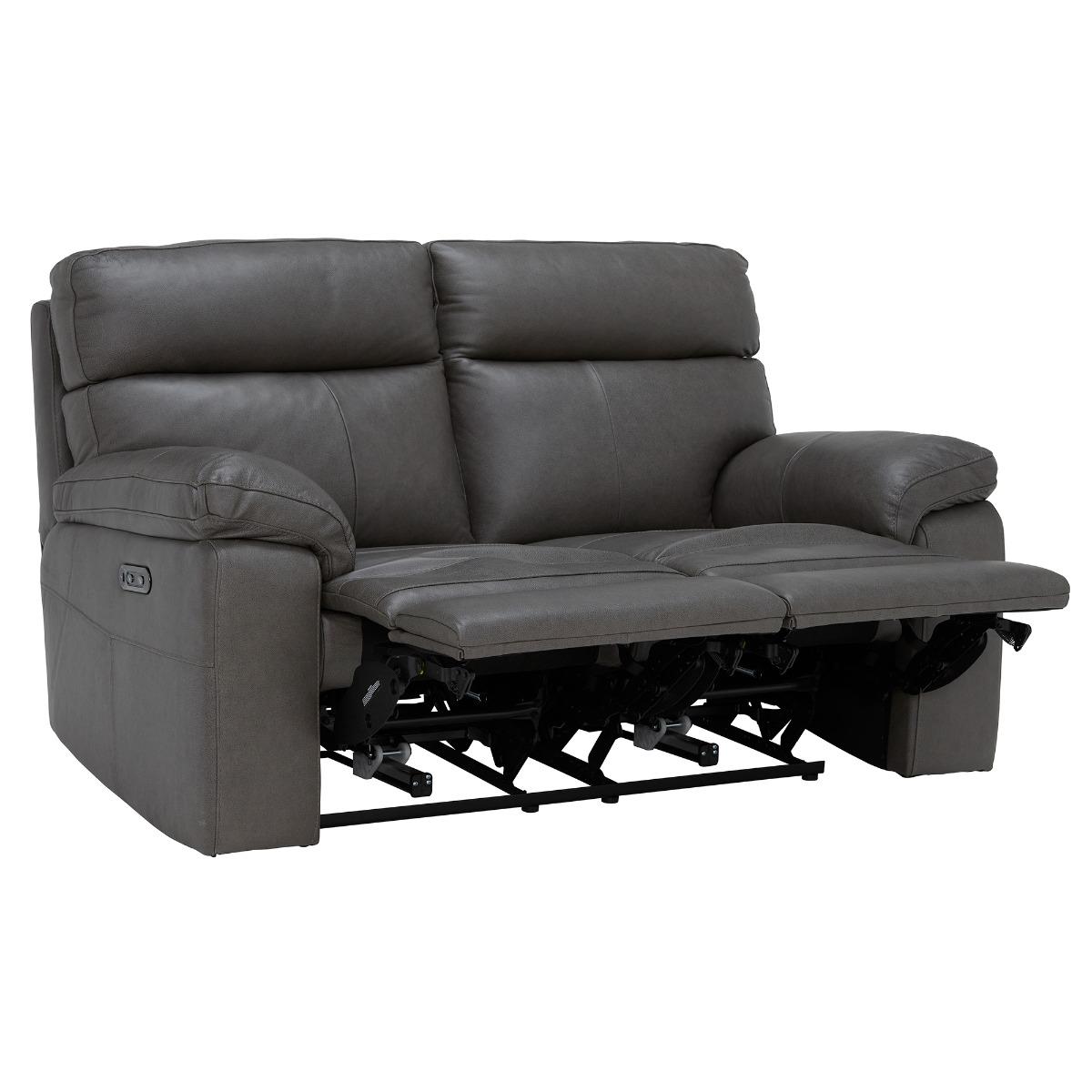 Clark 2 Seater Sofa With Power Motion Recliner, Grey Leather | Barker & Stonehouse – image 5