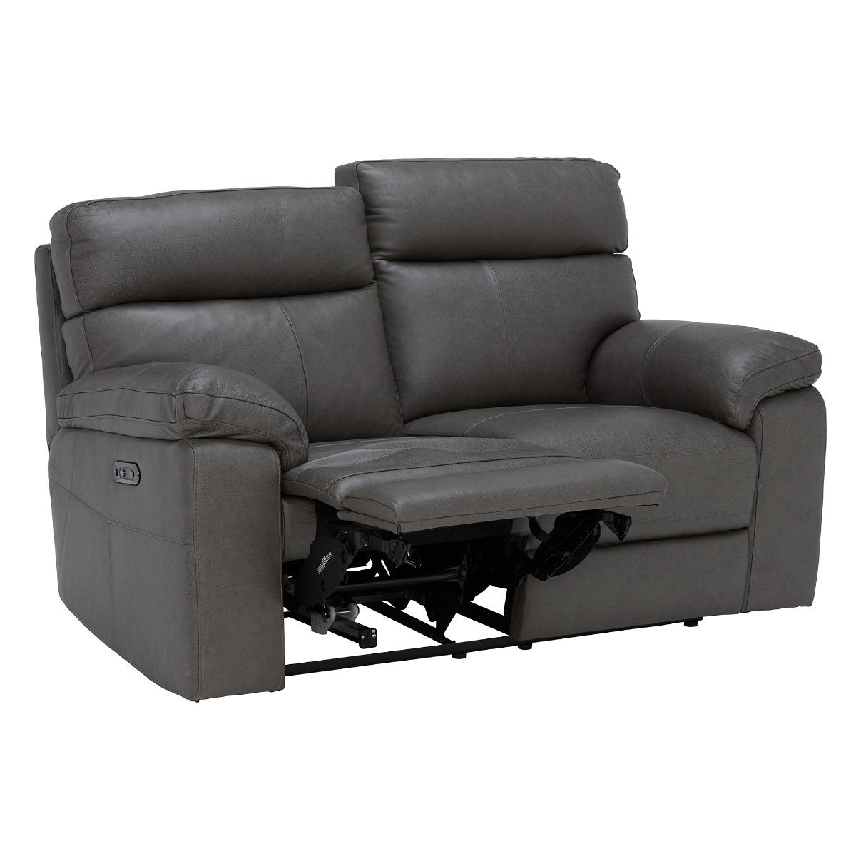 Clark 2 Seater Sofa With Power Motion Recliner, Grey Leather | Barker & Stonehouse – image 6