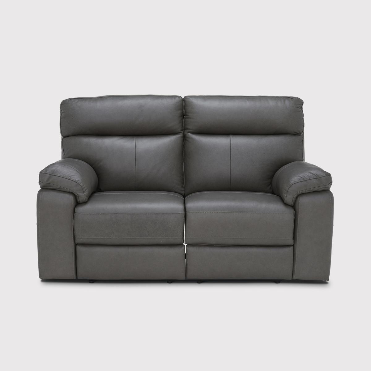 Clark 2 Seater Sofa With Power Motion Recliner, Grey Leather | Barker & Stonehouse – image 1