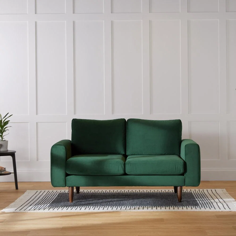 Hutch Rise Velvet 2 Seater Sofa in a Box with Block Arms - Slate – image 1