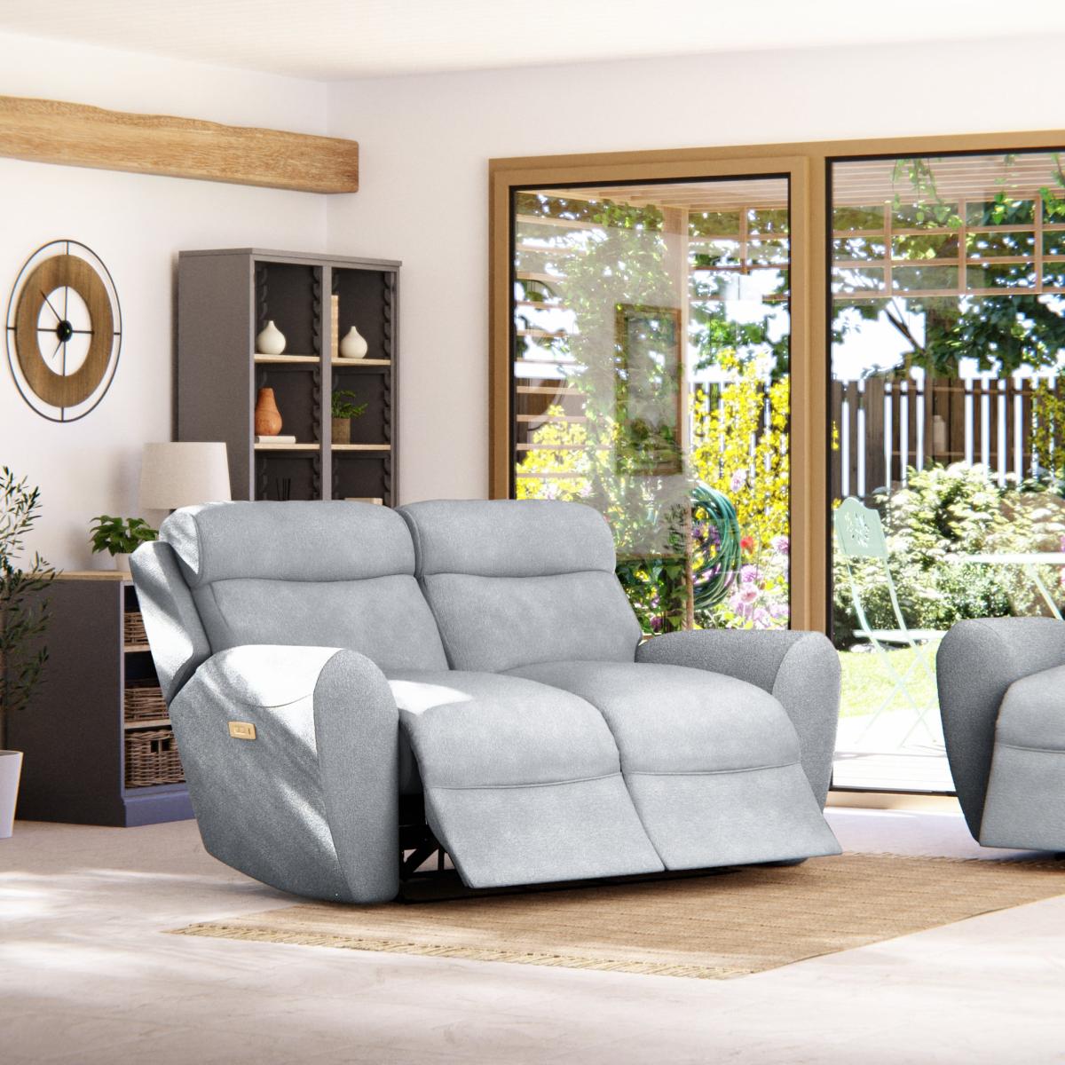 Wareham 2 Seater Power Recliner Sofa Chenille Sky – image 2