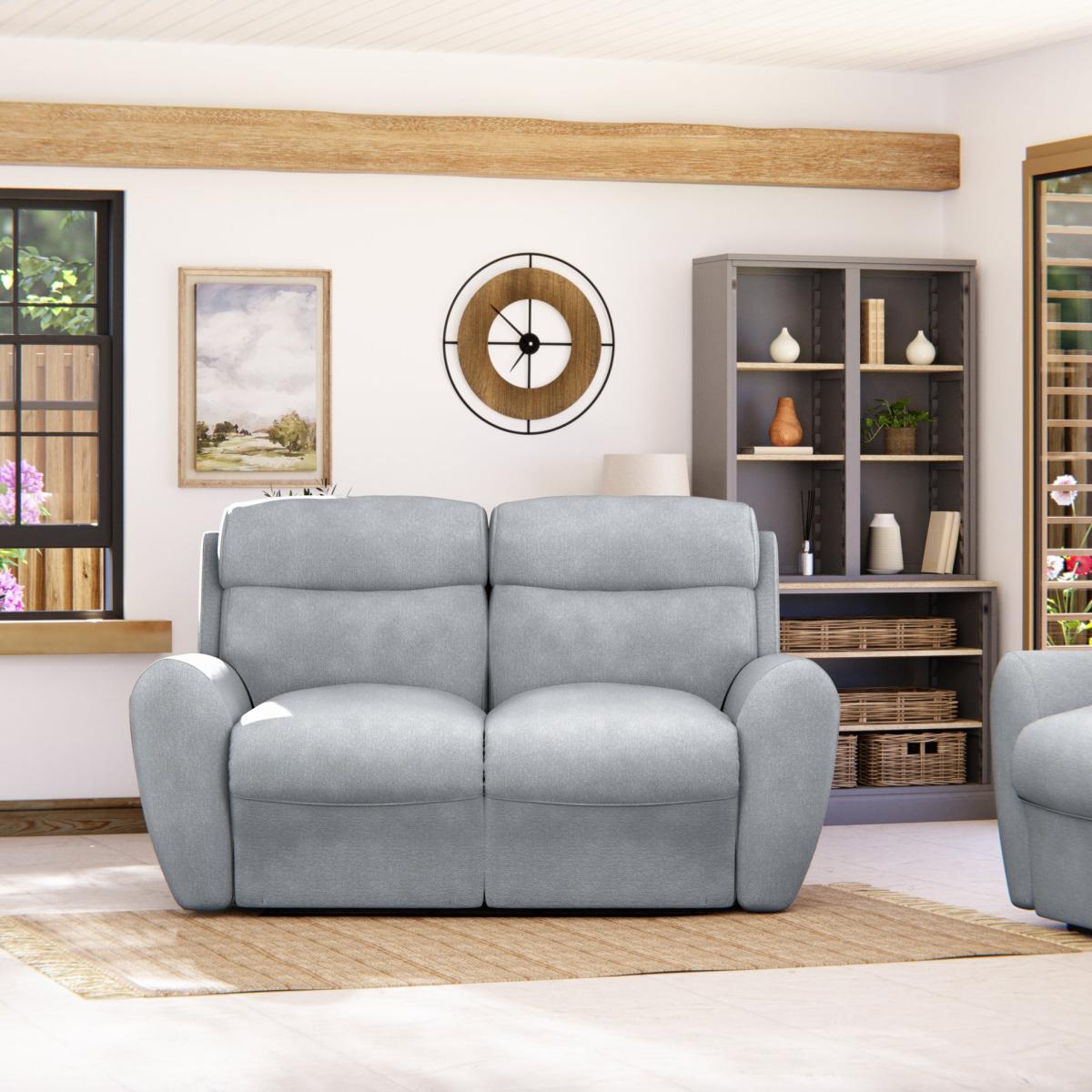 Wareham 2 Seater Power Recliner Sofa Chenille Sky – image 3