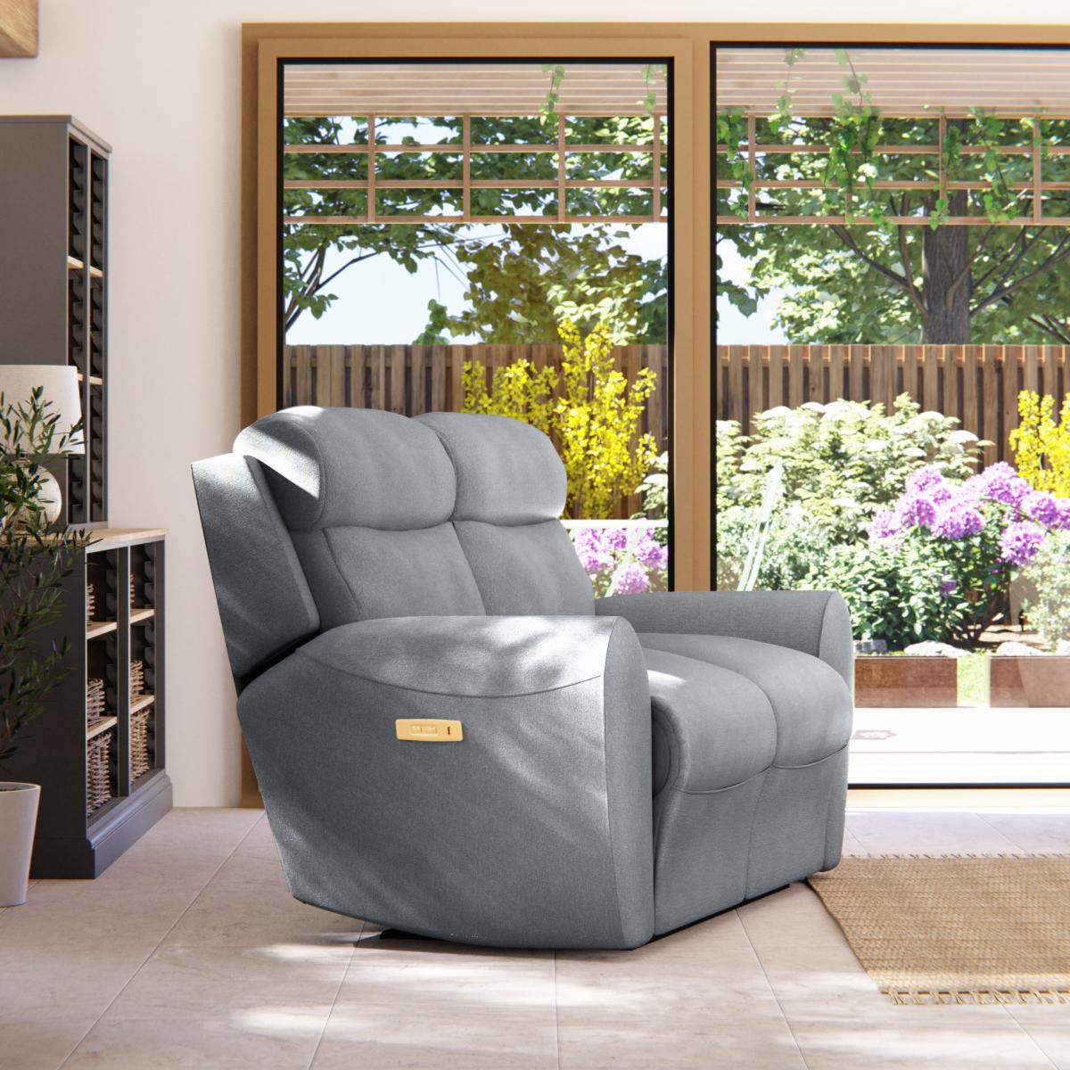 Wareham 2 Seater Power Recliner Sofa Chenille Sky – image 4