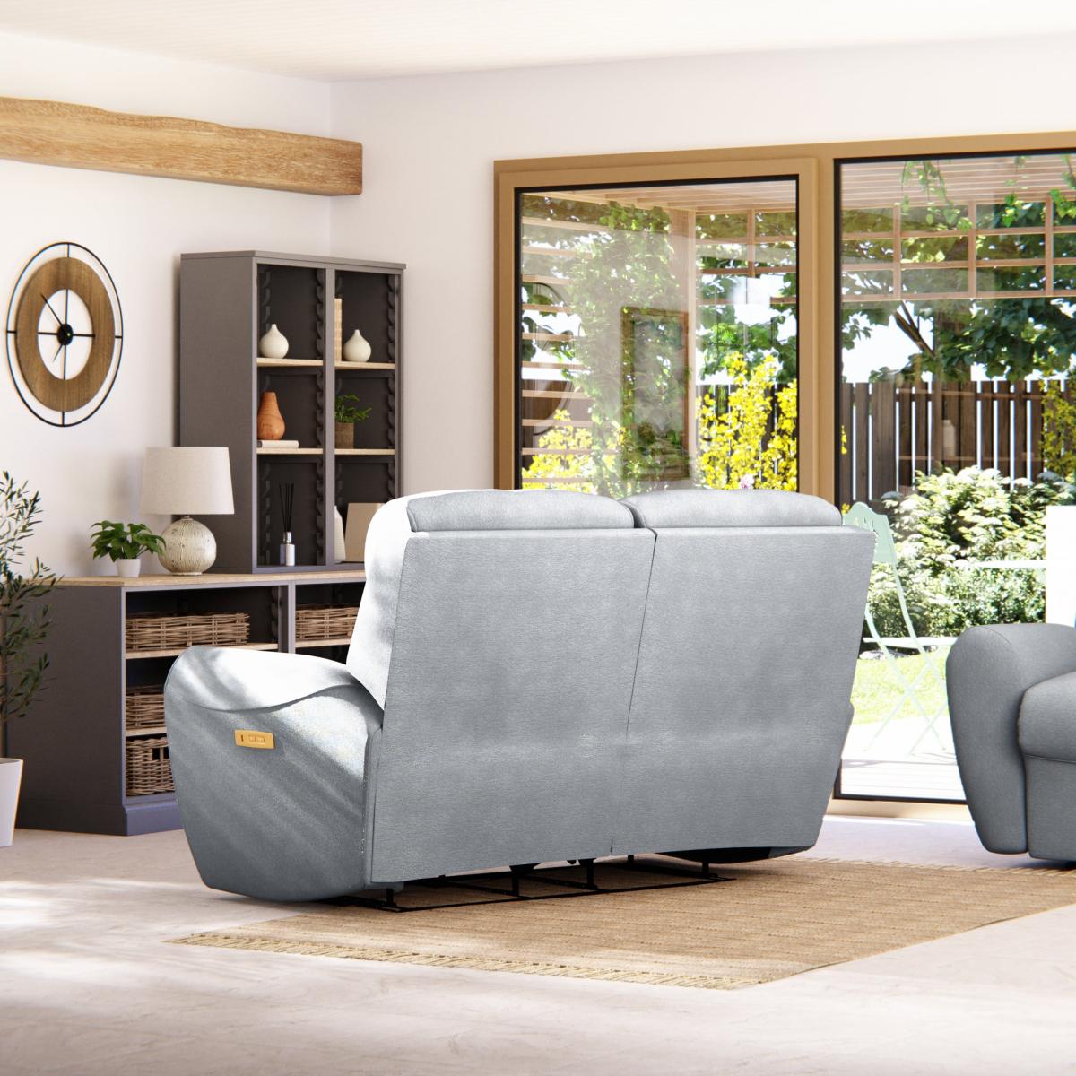 Wareham 2 Seater Power Recliner Sofa Chenille Sky – image 5
