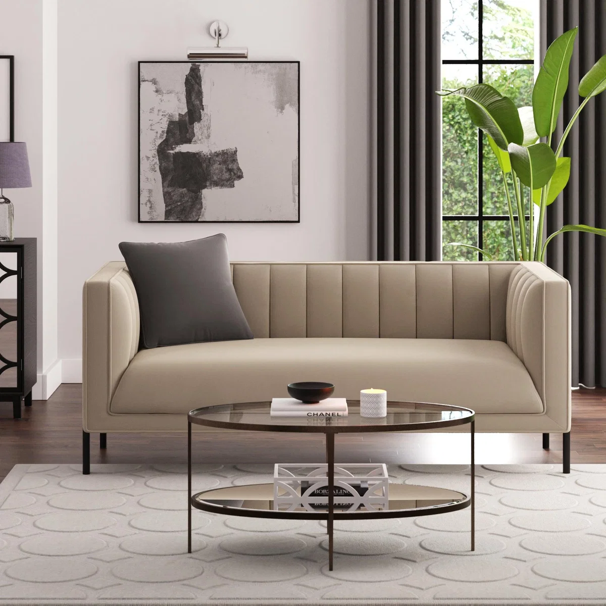 Bellamy Luxe Velvet 2 Seater Sofa Sandstone – image 1