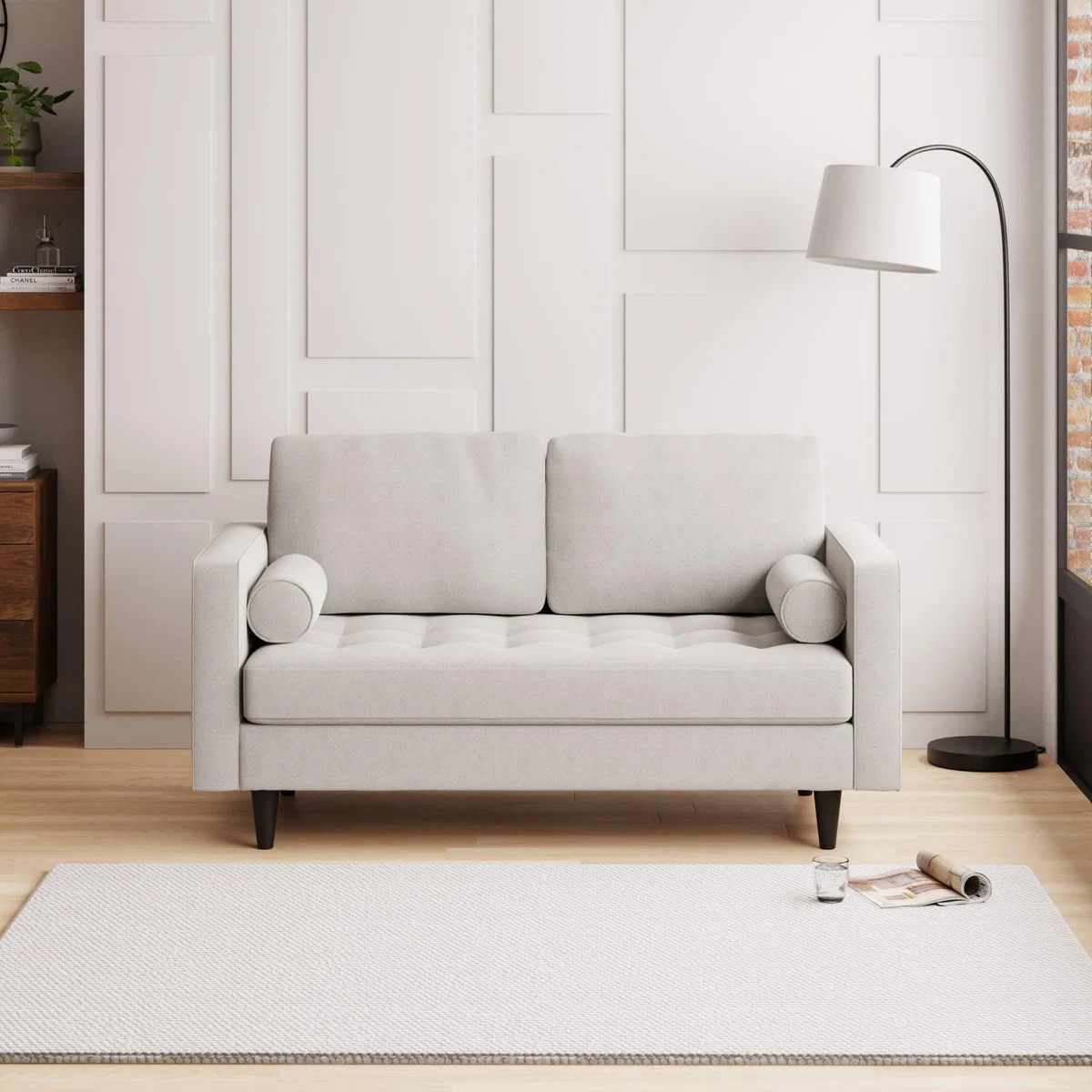 Zoe Boucle 2 Seater Sofa Light Grey – image 1