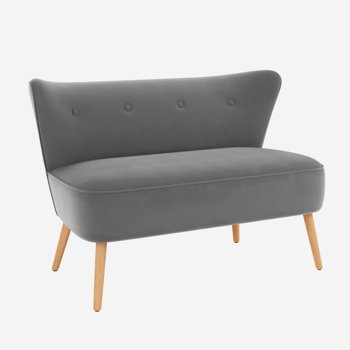 Eliza Velvet 2 Seater Compact Sofa Steeple Grey – image 2