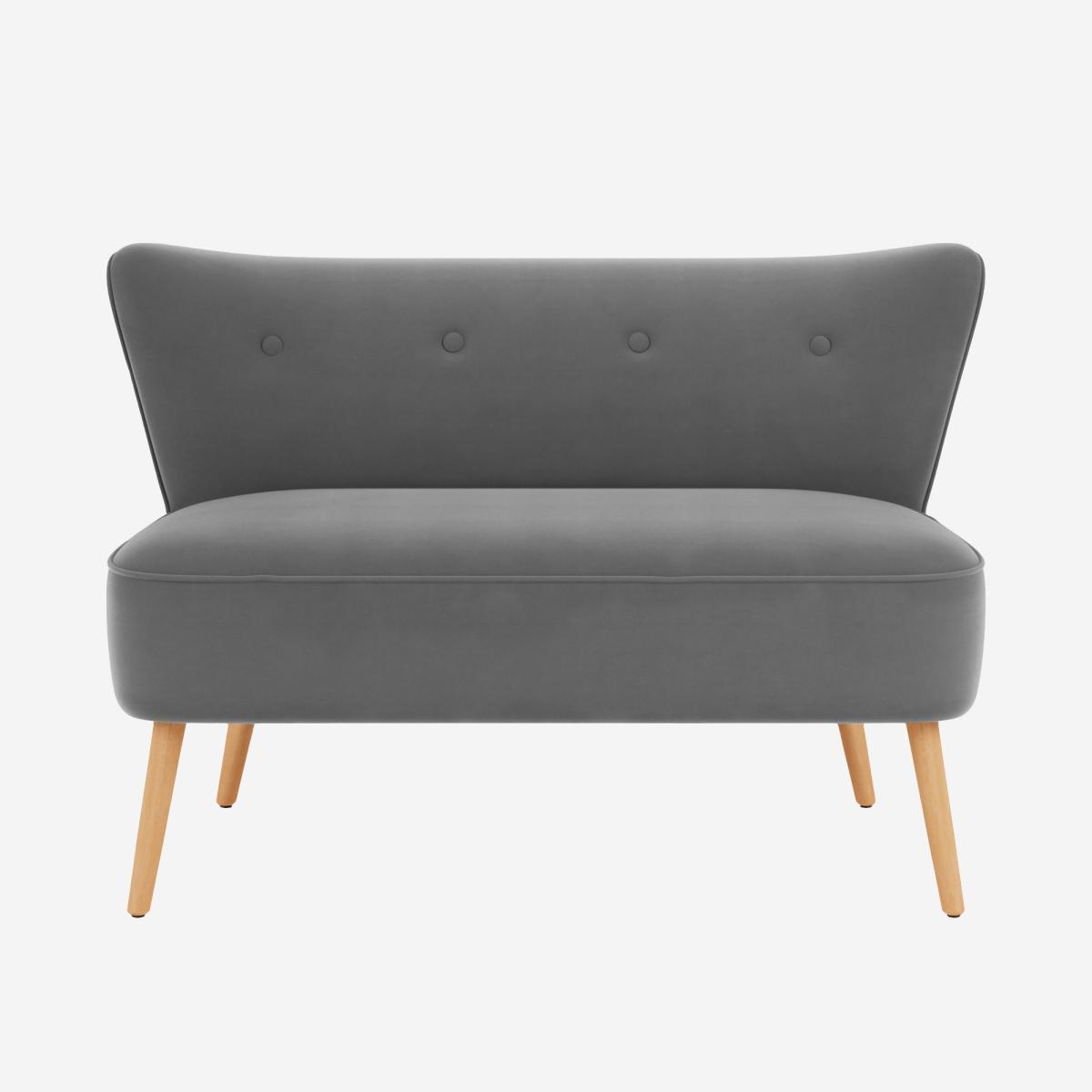 Eliza Velvet 2 Seater Compact Sofa Steeple Grey – image 3