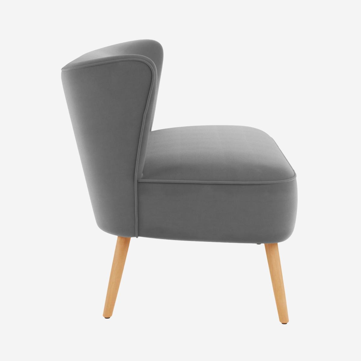 Eliza Velvet 2 Seater Compact Sofa Steeple Grey – image 4