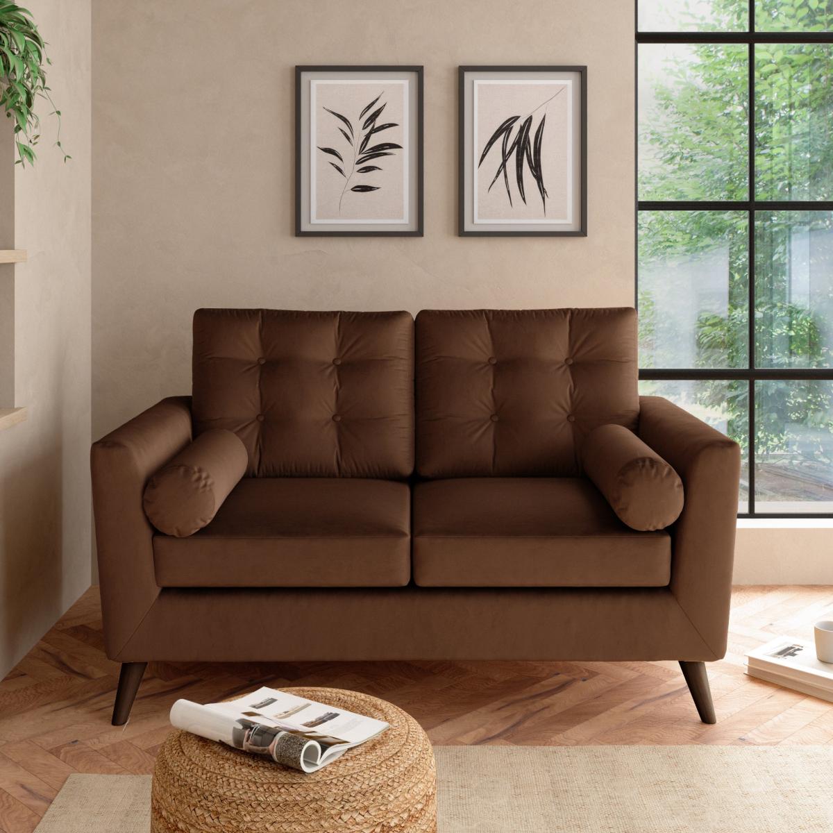 Lewes Luxury Velvet 2 Seater Sofa Luxury Velvet Pinecone – image 1
