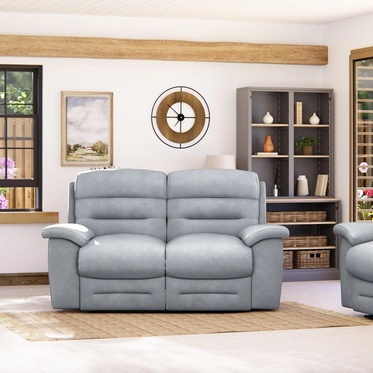 Lulworth 2 Seater Power Recliner Sofa Chenille Sky – image 3