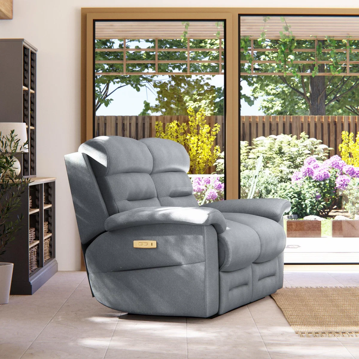 Lulworth 2 Seater Power Recliner Sofa Chenille Sky – image 4