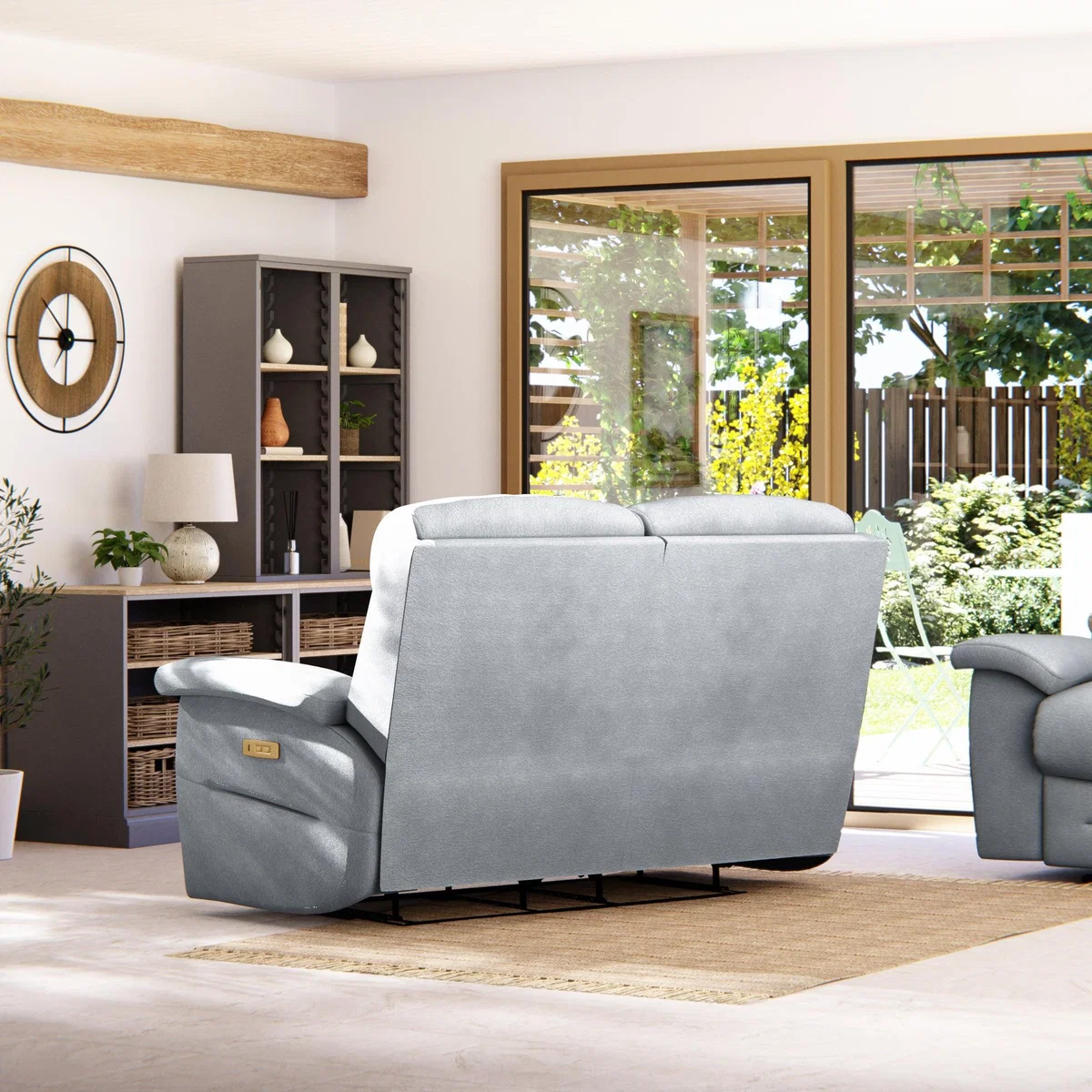 Lulworth 2 Seater Power Recliner Sofa Chenille Sky – image 5