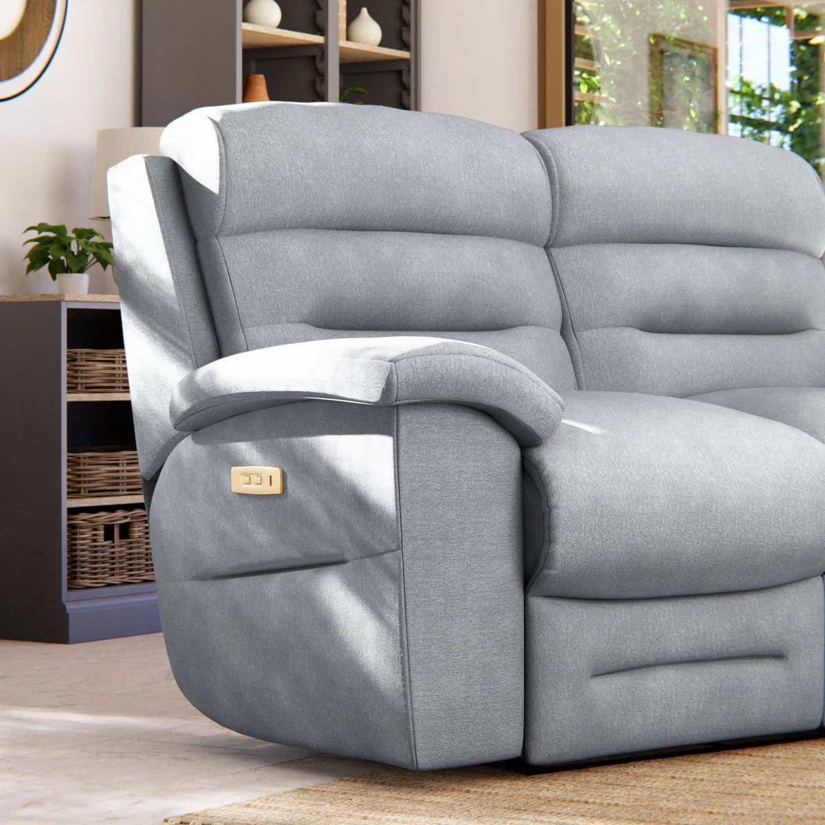 Lulworth 2 Seater Power Recliner Sofa Chenille Sky – image 6