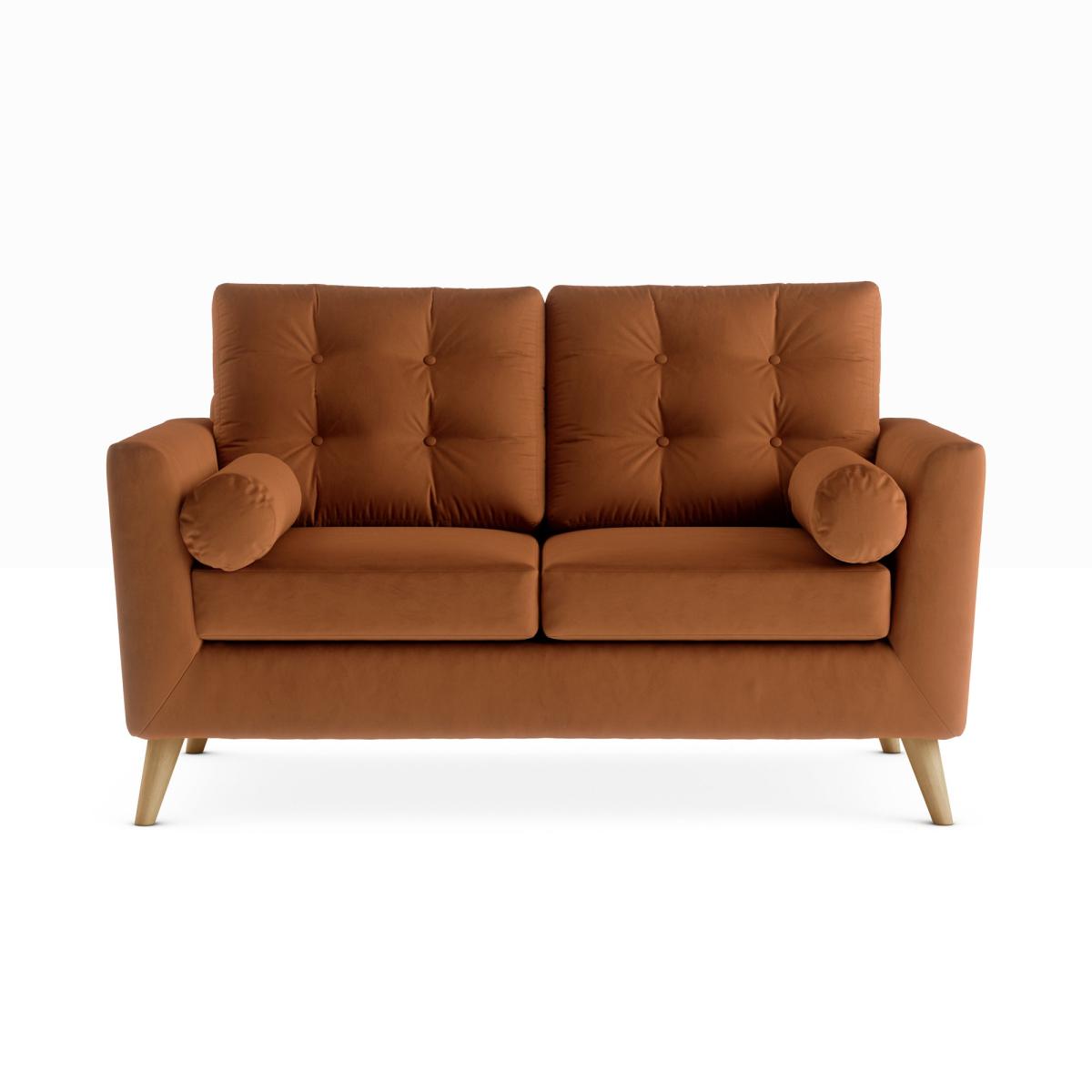 Lewes Luxury Velvet 2 Seater Sofa Luxury Velvet Orange Umber – image 3