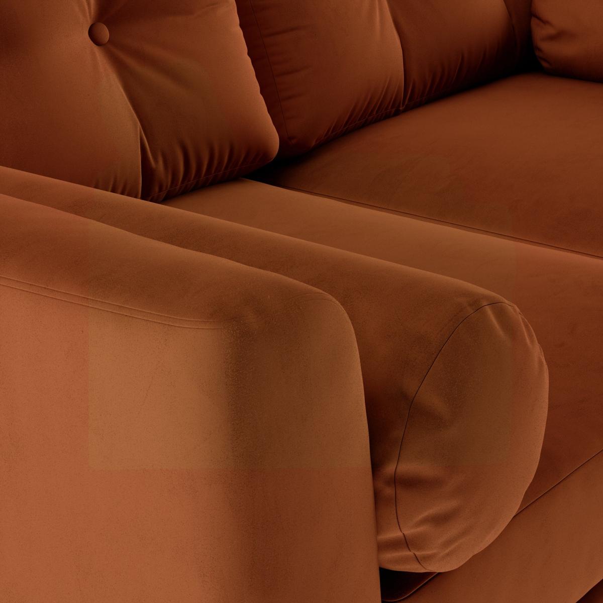 Lewes Luxury Velvet 2 Seater Sofa Luxury Velvet Orange Umber – image 7