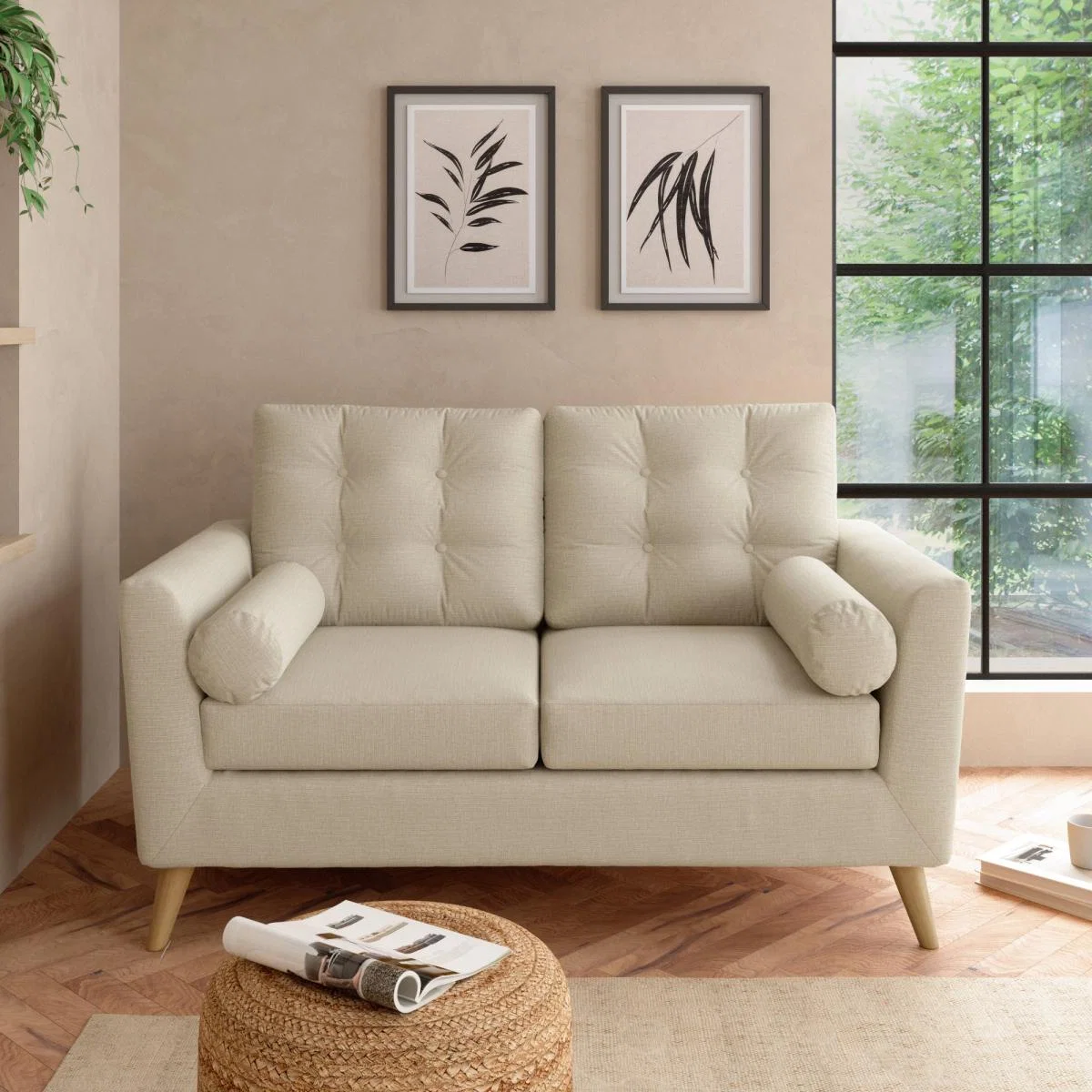 Lewes Textured Weave 2 Seater Sofa Textured Weave Honey – image 1