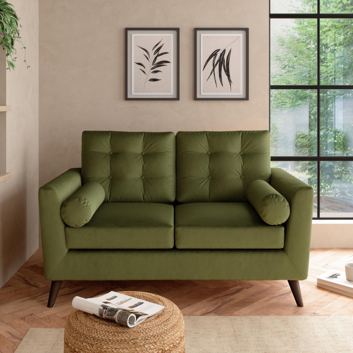 Lewes Luxury Velvet 2 Seater Sofa Luxury Velvet Olive – image 1