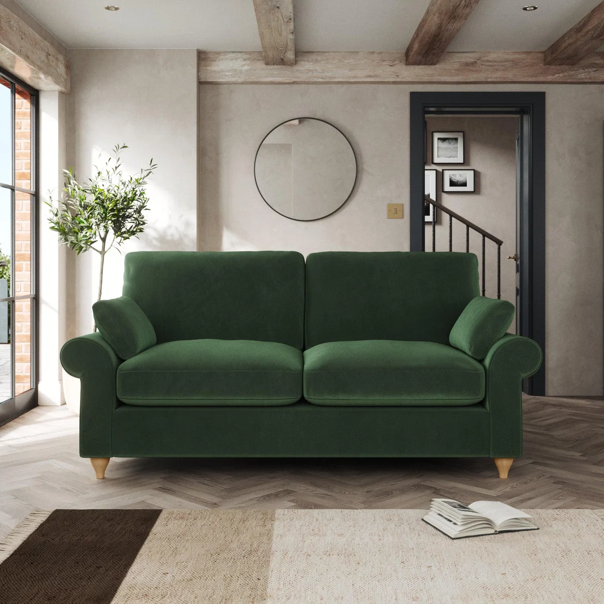 Salisbury 2 Seater Sofa Cosy Velvet Bottle Green – image 1
