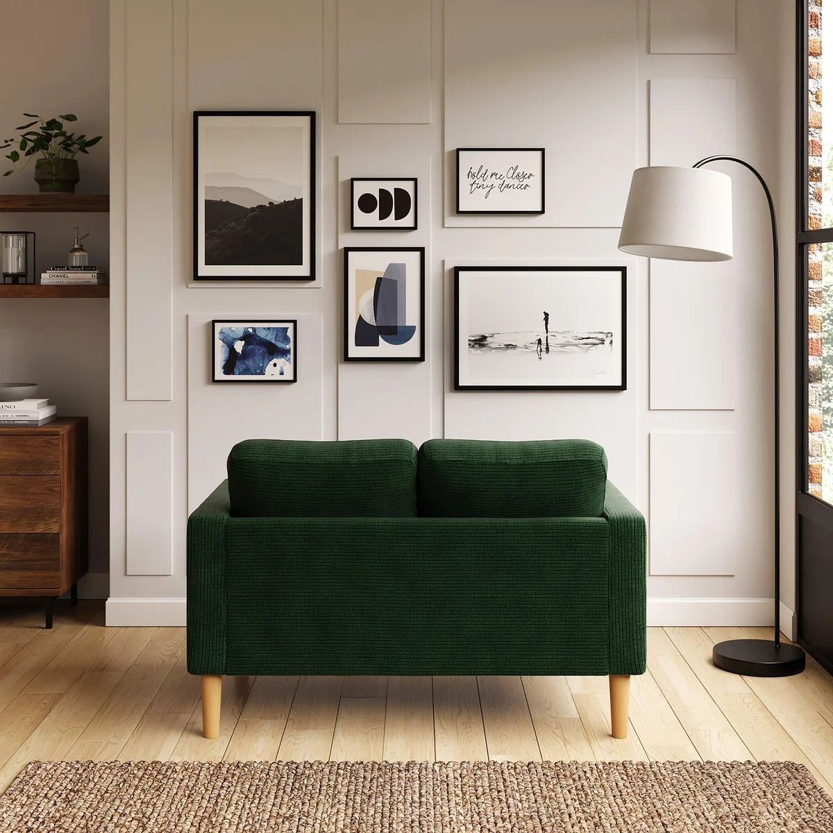 Jacob Cord Small 2 Seater Sofa Jacob Cord Bottle Green – image 5