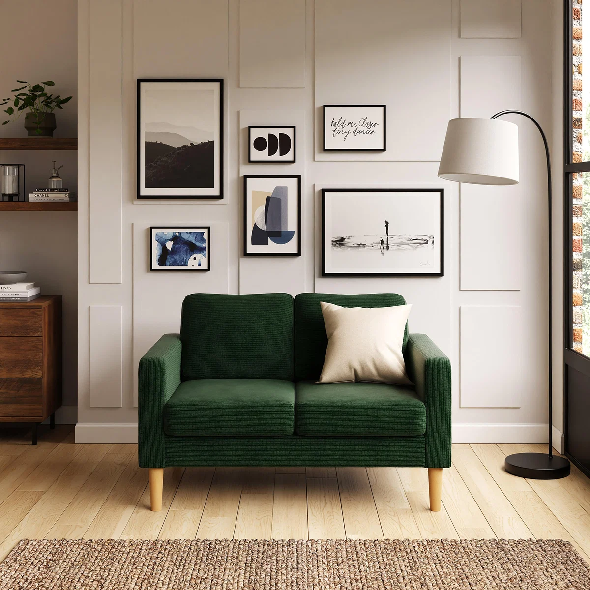 Jacob Cord Small 2 Seater Sofa Jacob Cord Bottle Green – image 1