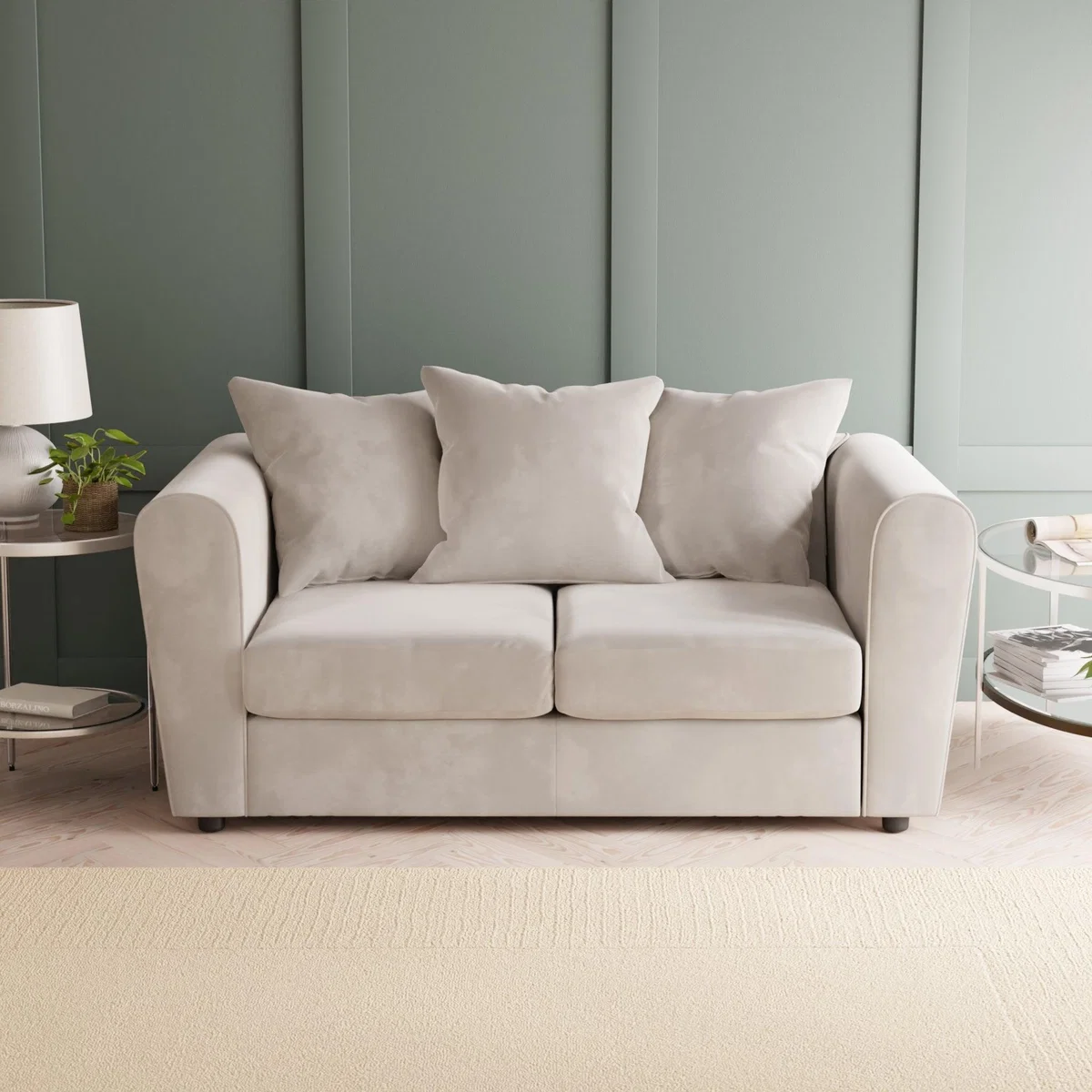 Blake Curved Arm Opulent Velvet 2 Seater Sofa Opulent Velvet Champagne – image 1