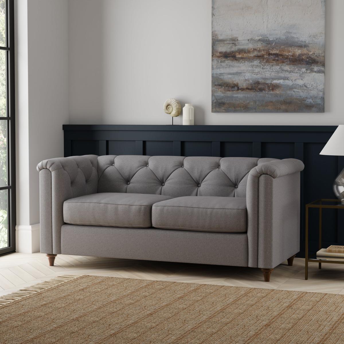 Chesterfield Soft Texture 2 Seater Sofa Soft Texture Grey – image 2