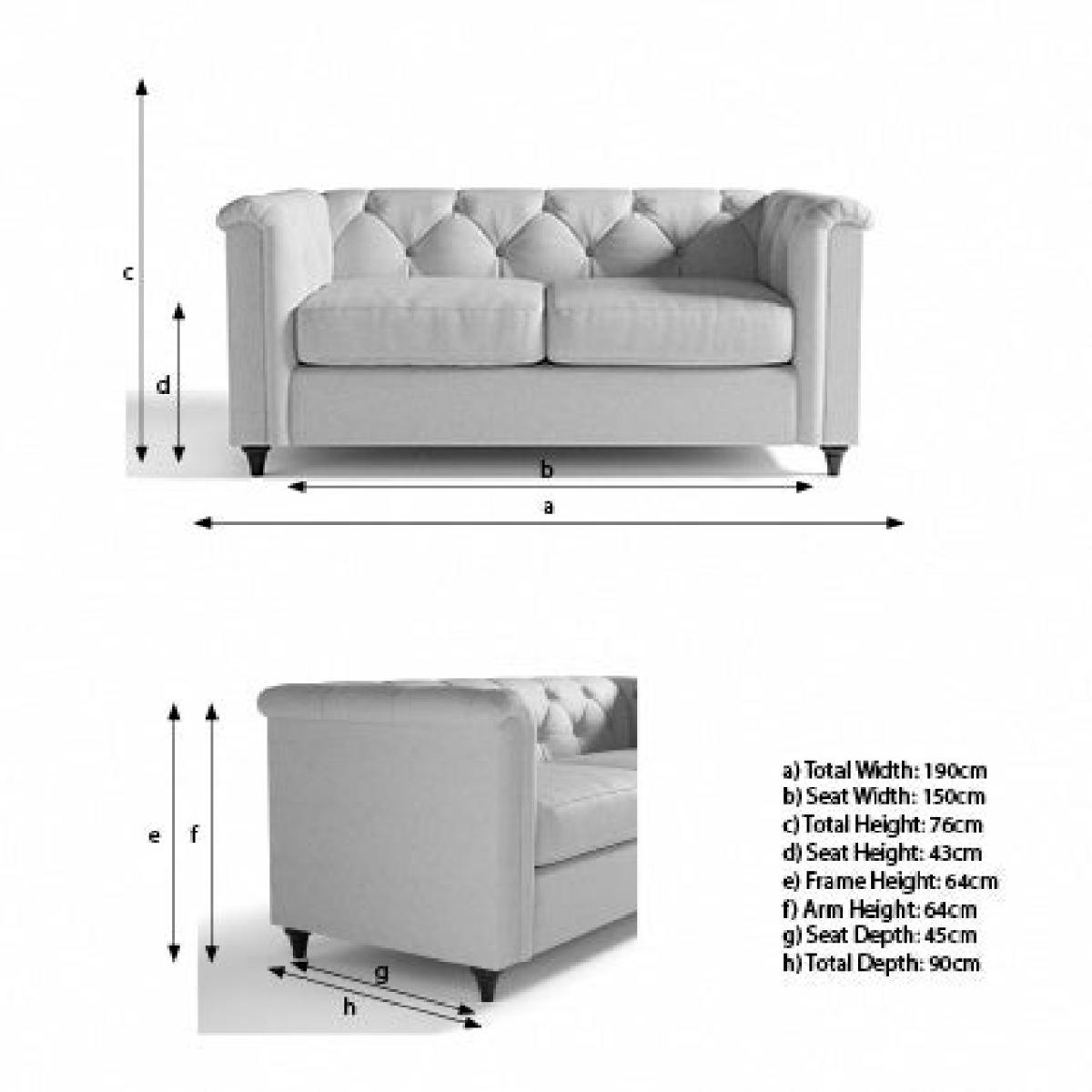 Chesterfield Soft Texture 2 Seater Sofa Soft Texture Grey – image 9
