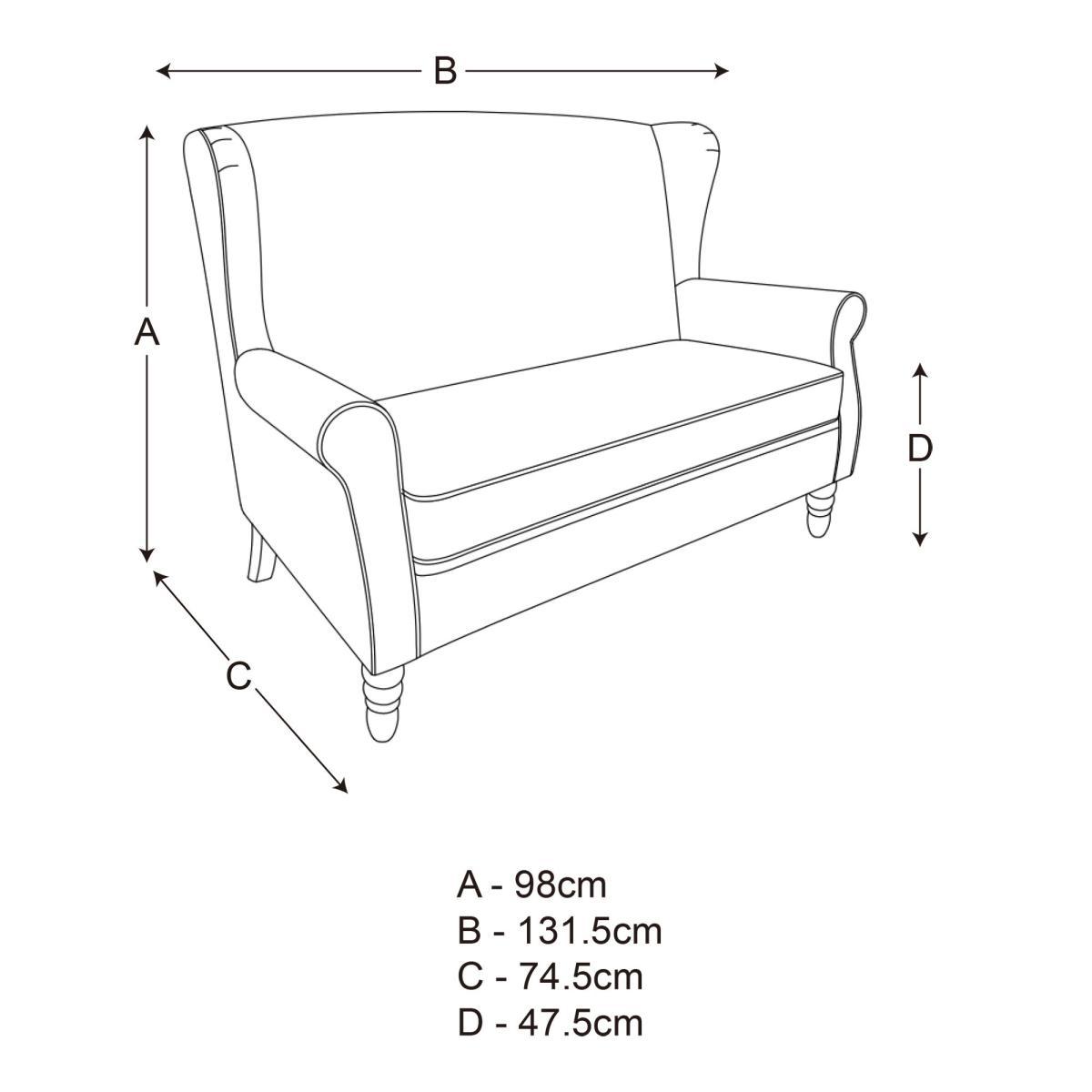 Oswald Compact 2 Seater Sofa Navy Oswald Wingback – image 8