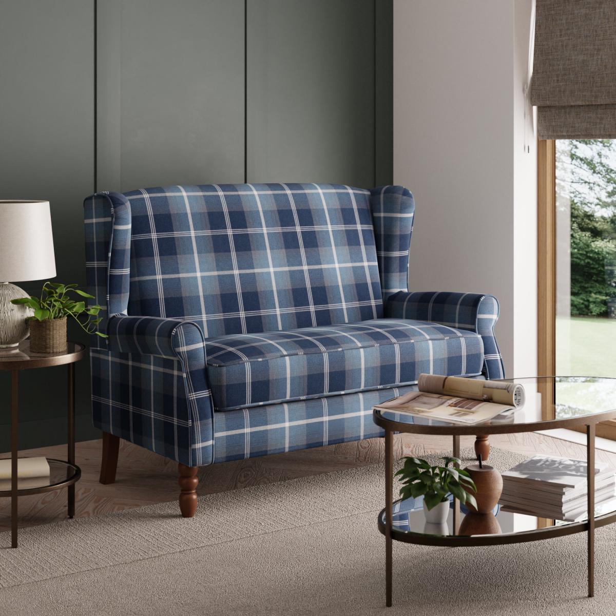 Oswald Compact 2 Seater Sofa Navy Oswald Wingback – image 1