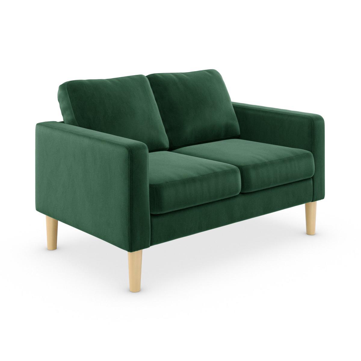 Jacob Velvet Compact 2 Seater Sofa Bottle (Green) – image 2