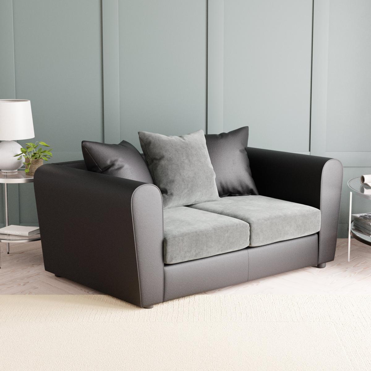 Blake Soft Faux Leather Combo 2 Seater Sofa Soft Faux Leather Graphite – image 2