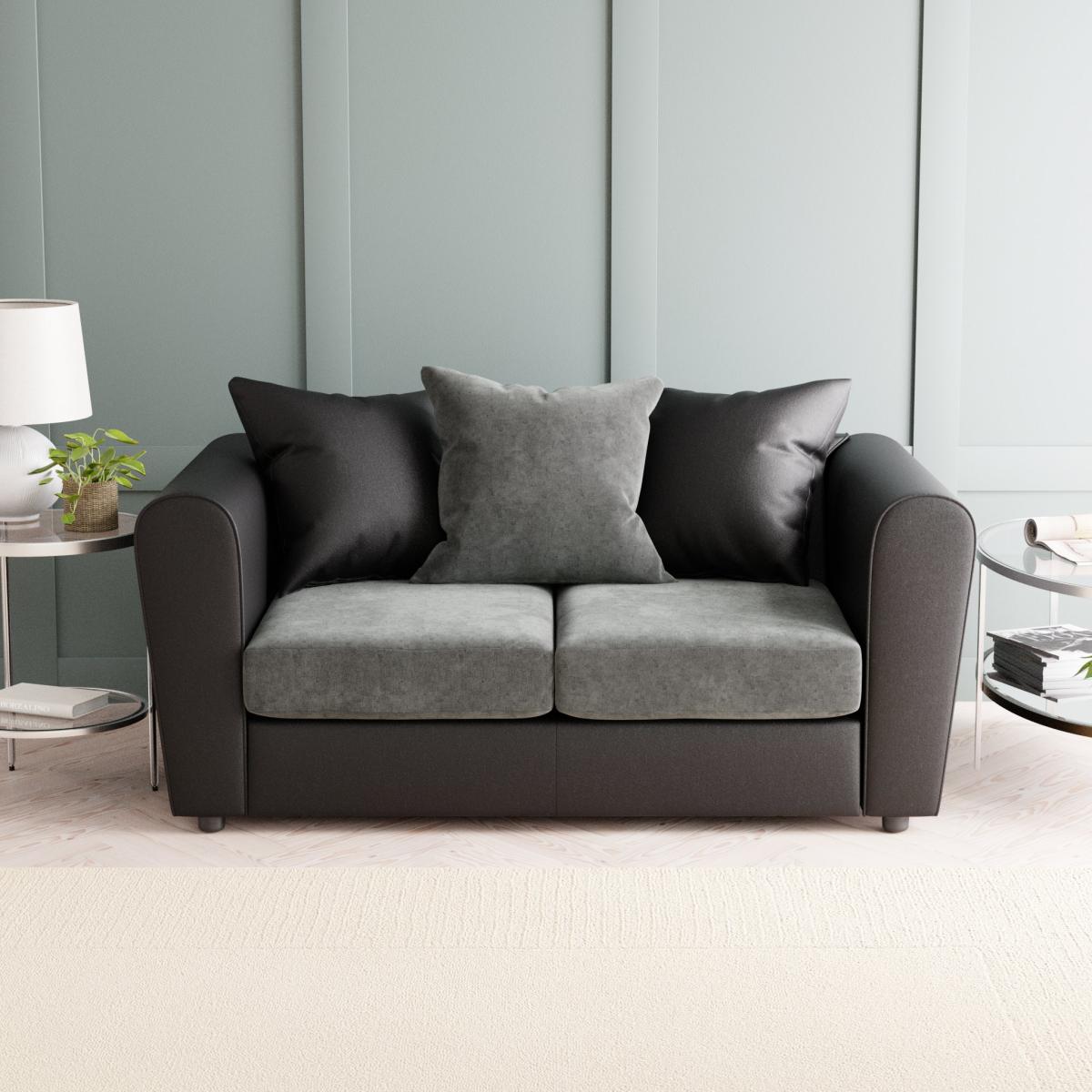Blake Soft Faux Leather Combo 2 Seater Sofa Soft Faux Leather Graphite – image 1