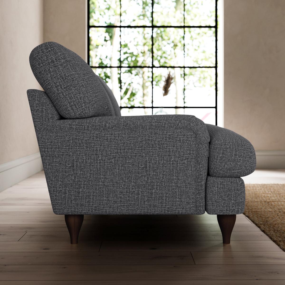 Darwin 2 Seater Sofa Slub Cotton Blend Black – image 3