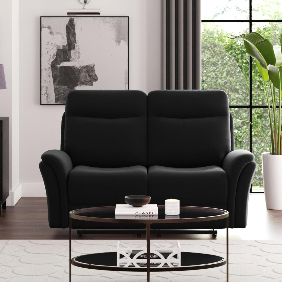 Monte Velvet Reclining 2 Seater Sofa Black – image 1