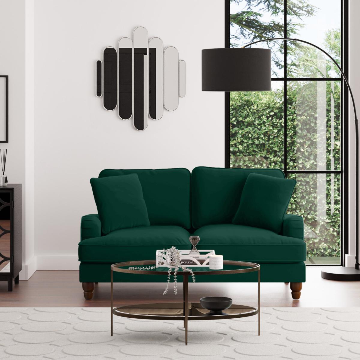 Beatrice Velvet 2 Seater Sofa Bottle (Green) – image 1