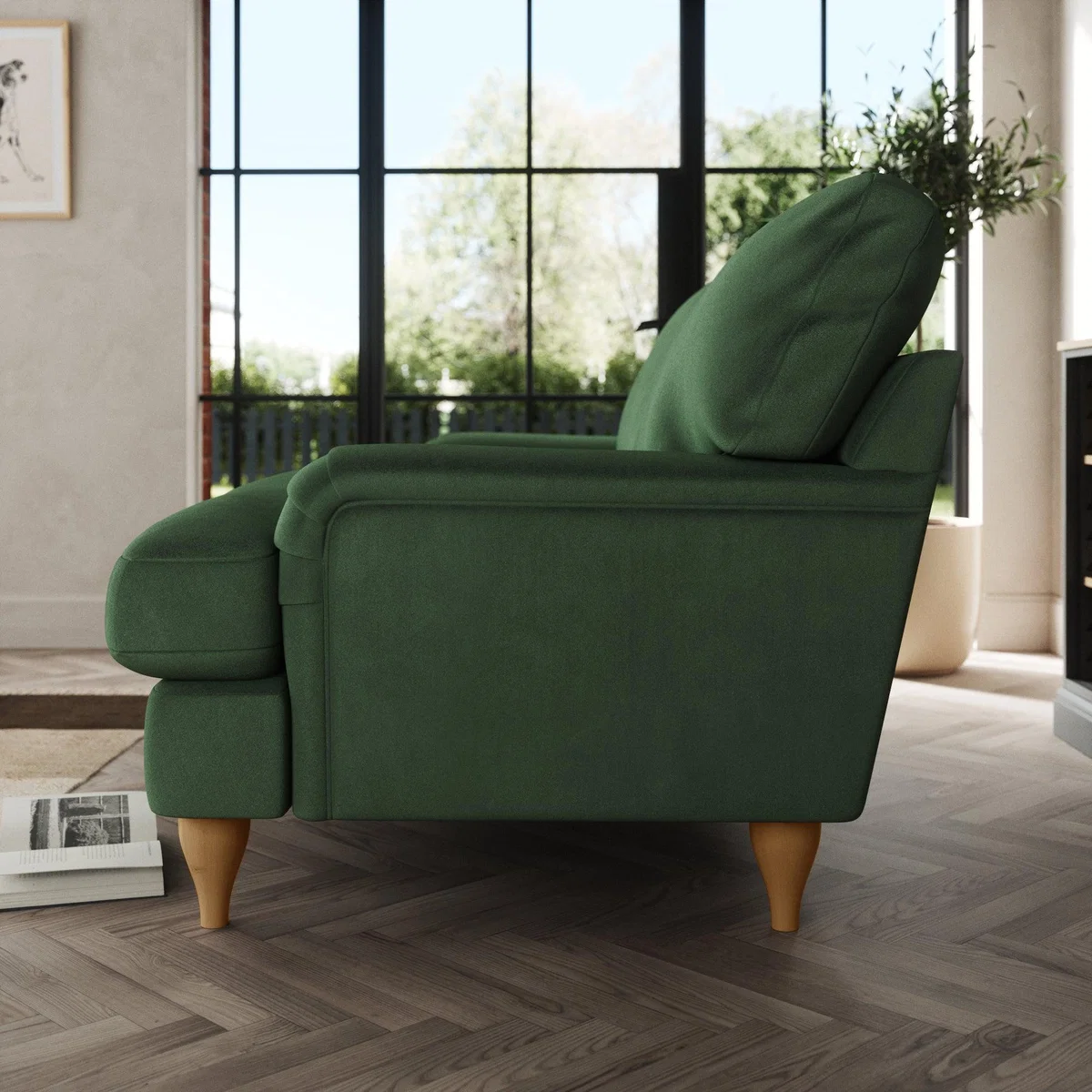 Darwin 2 Seater Sofa Cosy Velvet Bottle Green – image 2