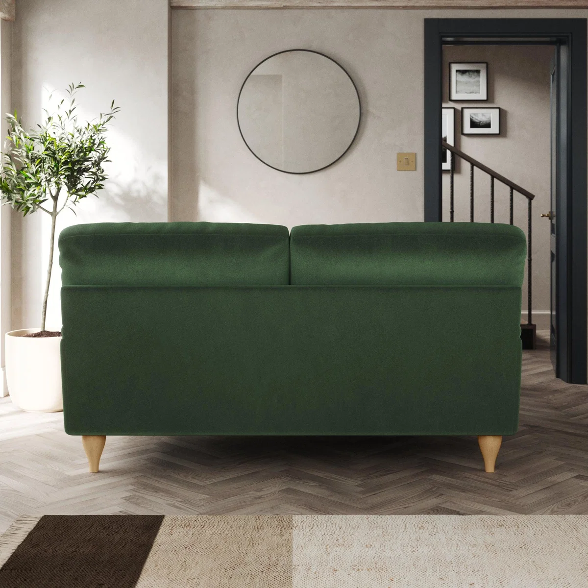 Darwin 2 Seater Sofa Cosy Velvet Bottle Green – image 3