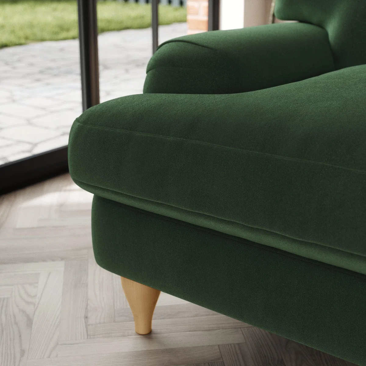 Darwin 2 Seater Sofa Cosy Velvet Bottle Green – image 4