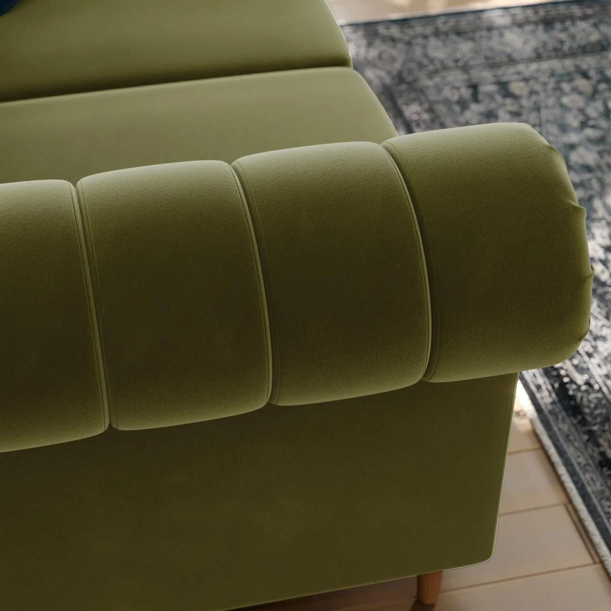 Chesterfield Velvet 2 Seater Sofa Olive – image 2