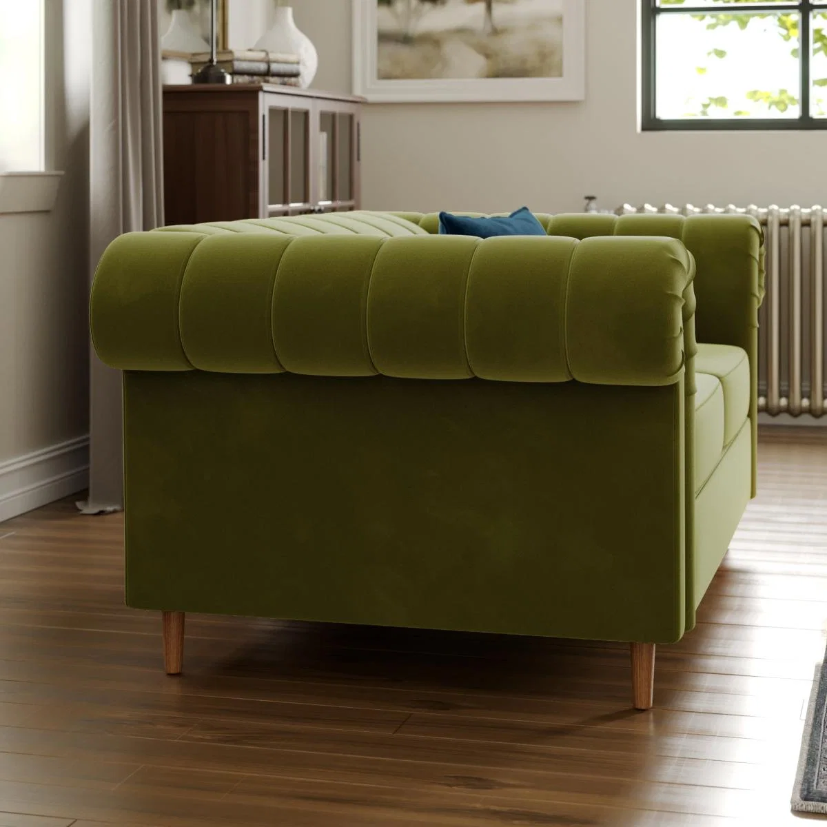 Chesterfield Velvet 2 Seater Sofa Olive – image 3