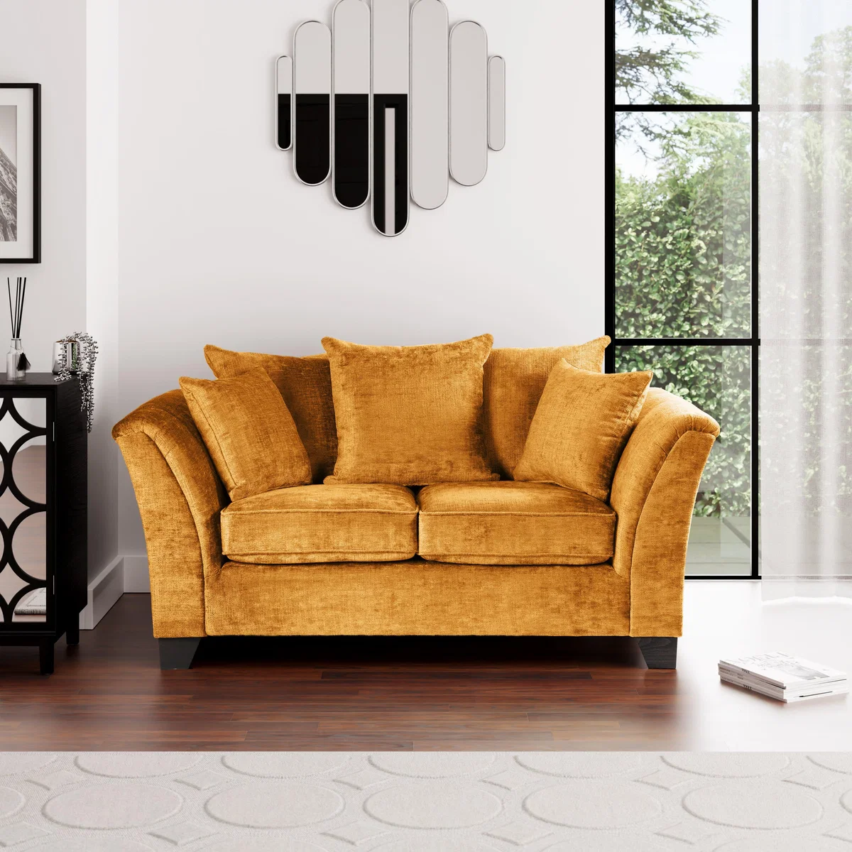 Giovanna Chenille 2 Seater Sofa Amber Gold – image 1